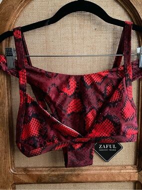NWT Zaful Red and Black Snake-Print Bikini Set